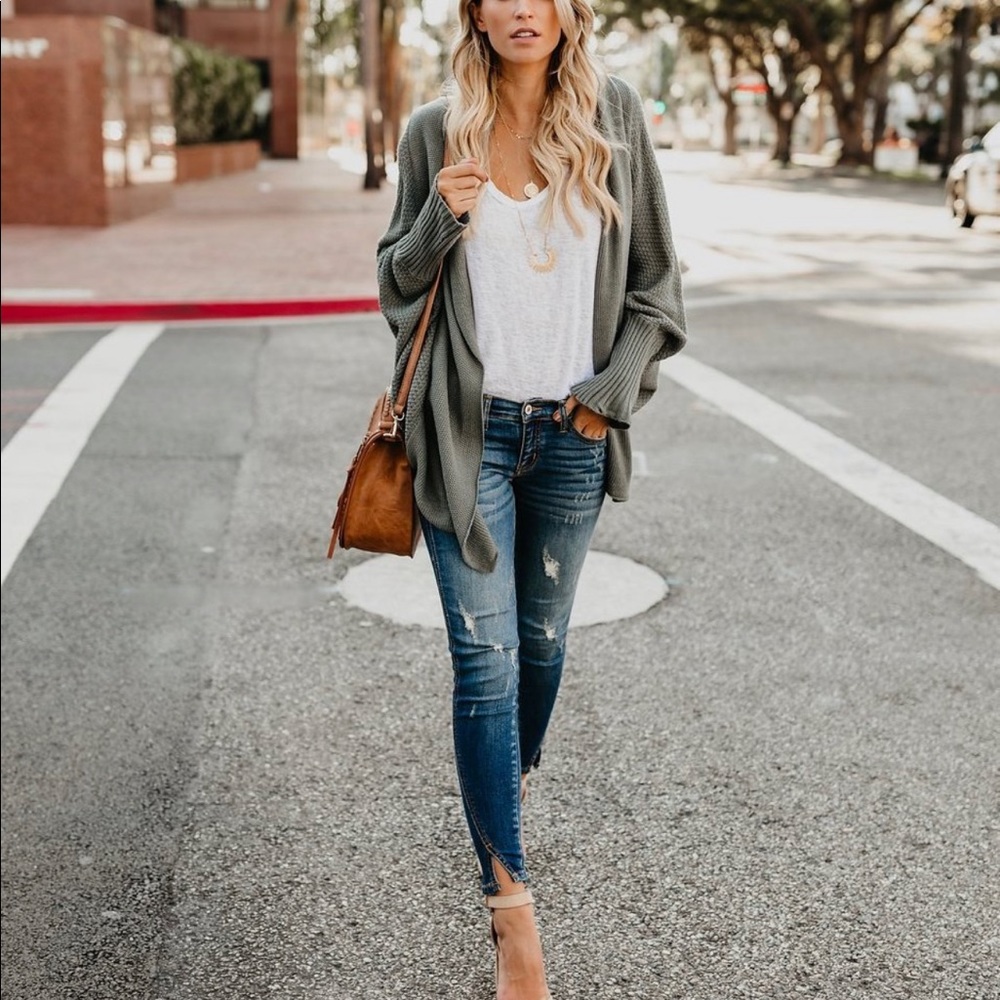 Colbie Dolman Cardigan in Dark Sage